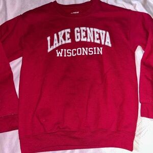 Gildan Lake Geneva Wisconsin Red Crewneck Sweater